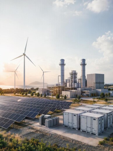 Impianto energetico con turbine eoliche, pannelli fotovoltaici e sistema di accumulo BESS